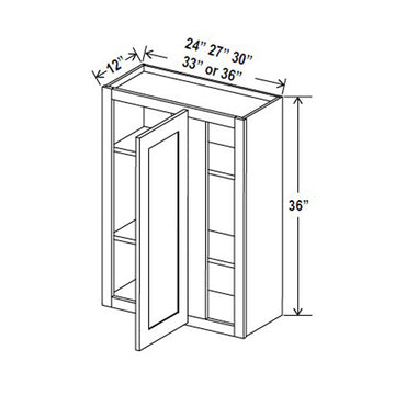 Blind Corner Cabinet - 36W x 36H x 12D - Aria White Shaker - RTA