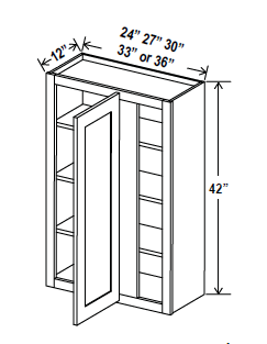 Blind Corner Cabinet - 36W x 42H x 12D - Grey Shaker Cabinet - RTA