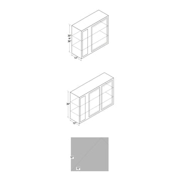 36 inch Wall Corner Cabinet - Single Door - Glenwood Shaker - 24 Inch W x 36 Inch H x 12 Inch D