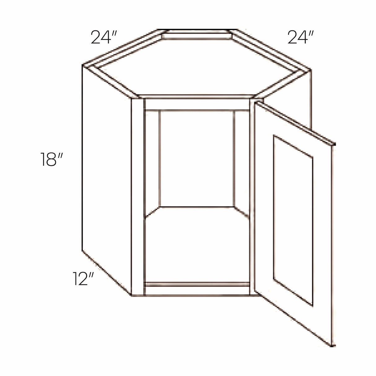 RTA - Park Avenue White - 24"W x 18"H x 12"D - Diagonal Top Of Counter Cabinet