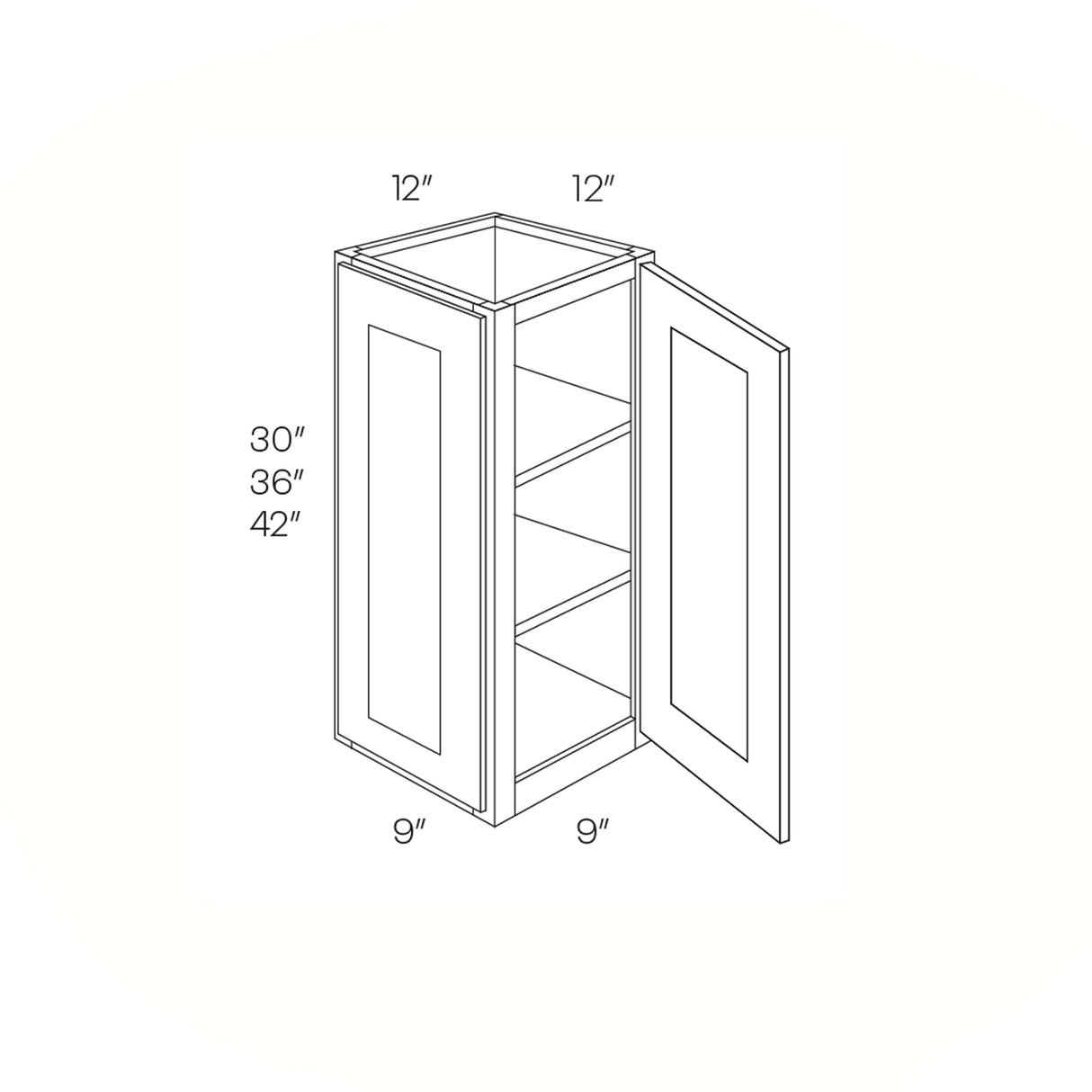 Richmond Stone - Double Door Wall End Cabinet | 12"W x 30"H x 12"D