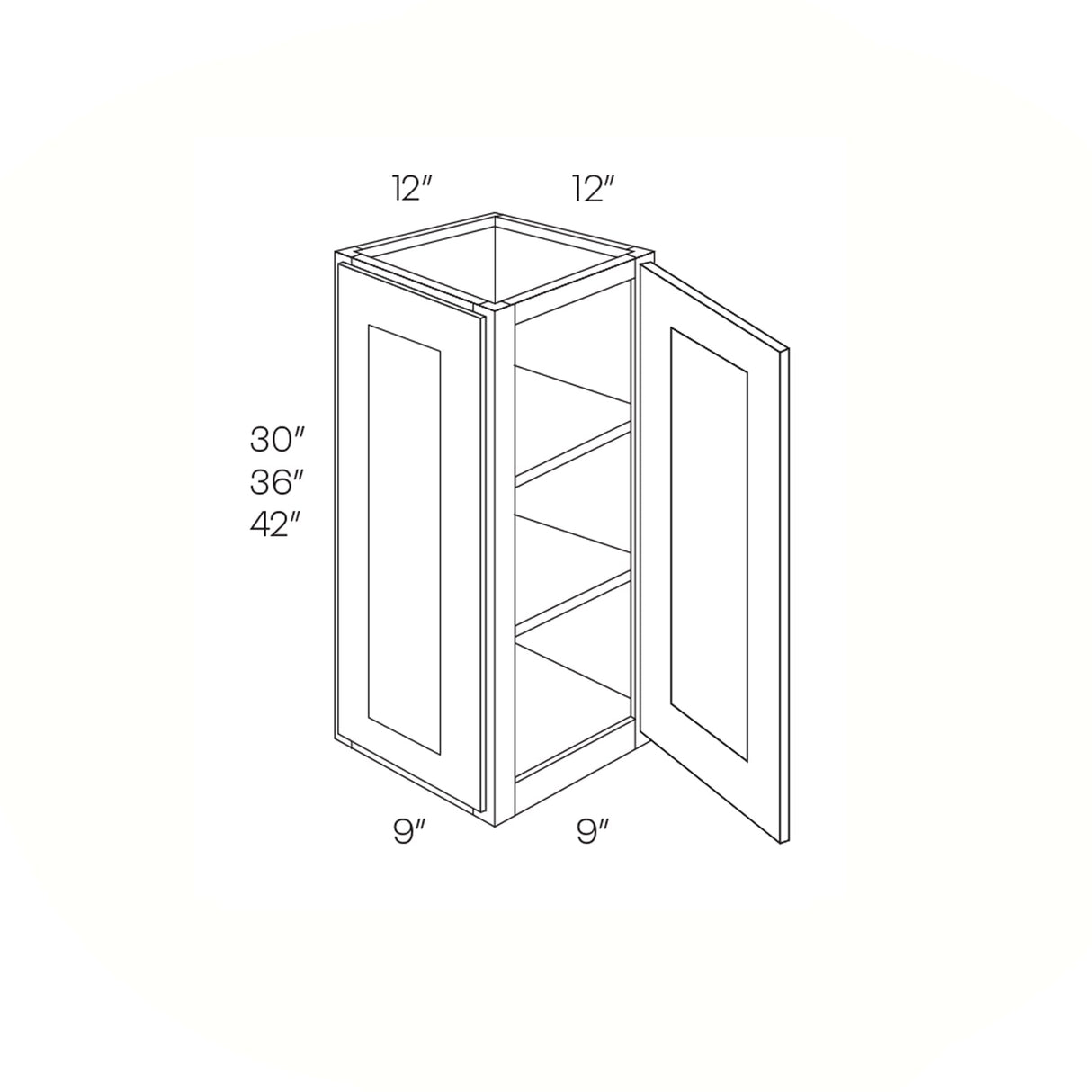 RTA - Double Door Wall End Cabinet | 12"W x 36"H x 12"D - Richmond Stone