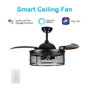 Paloma 42" In. 3 Blade Smart Ceiling Fan Works with Wall Switch