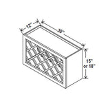 Wall Wine Rack Cabinet - 30W x 15H x 12D - Charleston Saddle - RTA