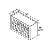 Wall Wine Rack Cabinet - 30W x 15H x 12D - Blue Shaker Cabinet