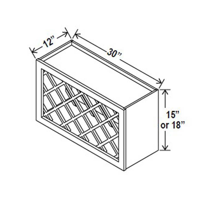 Wall Wine Rack Cabinet - 30W x 18H x 12D - Grey Shaker Cabinet