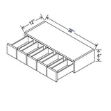 Wall Spice Drawer - 30W x 6H x 12D - Blue Shaker Cabinet