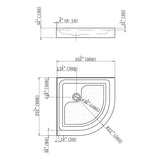 Neo Angle Round Center Drain Shower Pan - Double Tile Flanges - 36 X 36 X 5.5