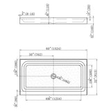 Shower Tray - Center Drain Single-Threshold - Acrylic and fiberglass -  60 X 32 X 5.5