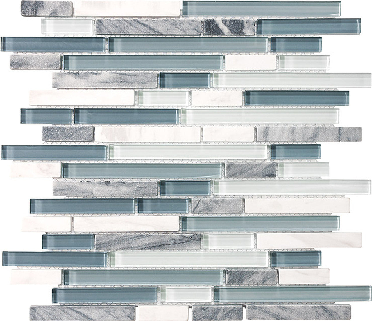Waterfall Random Strip Glass Stone Blend Mosaic