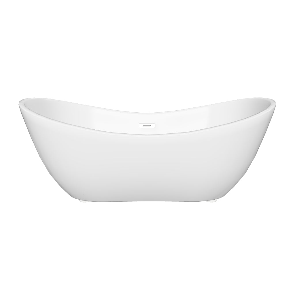 Sky 67 in. Classic Series Acrylic Freestanding Soaking Bathtub in Glossy White with Chrome-Plated Drain Cover & Pop Up-Overflow Hole