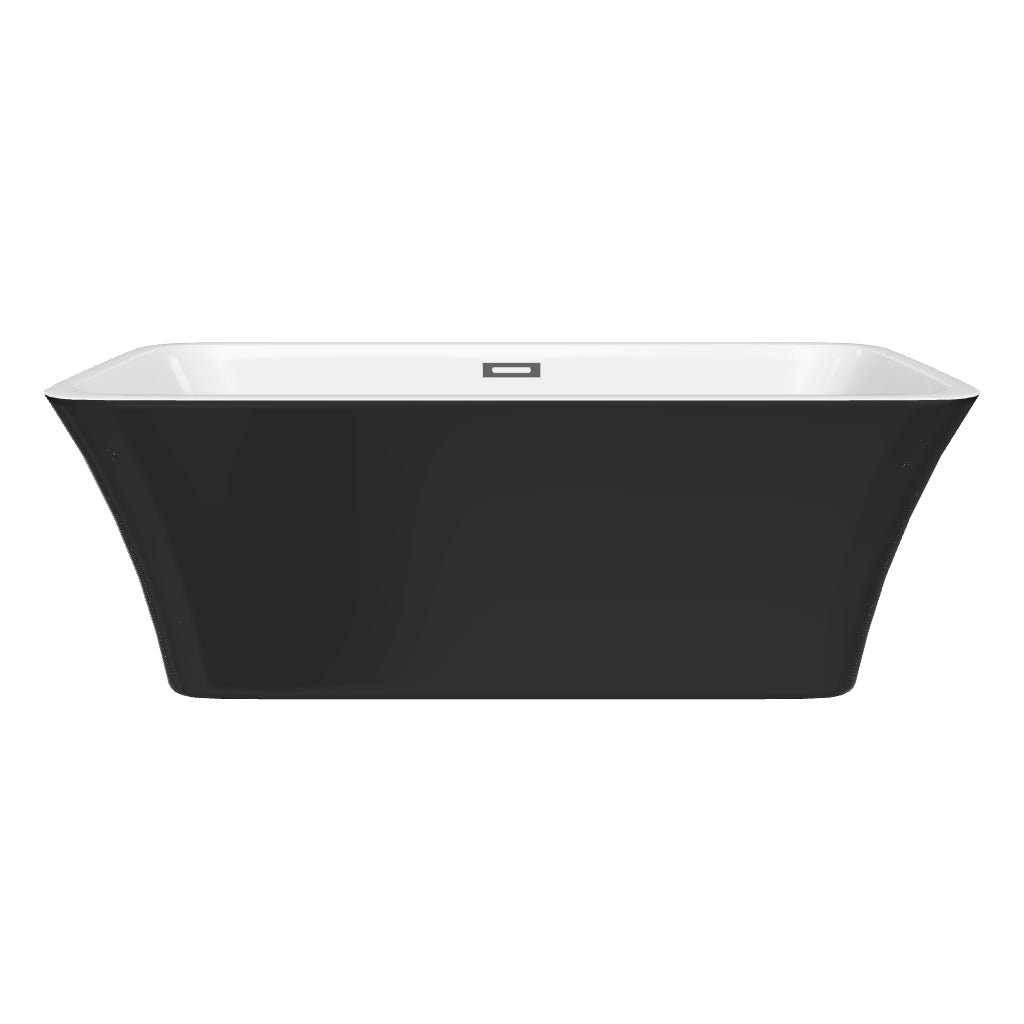 Liberty 67 in. Classic Series Acrylic Freestanding Soaking Bathtub in Glossy Black Outside & Glossy White inside with Chrome-Plated Drain Cover & Pop Up-Overflow Hole