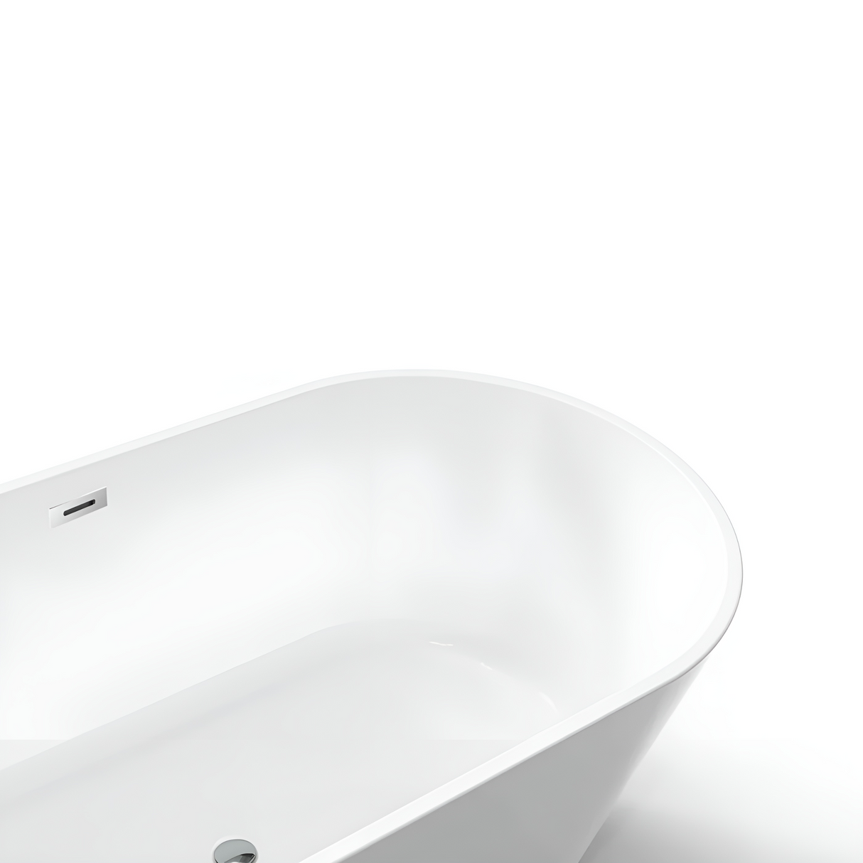 Marine 67 in. Classic Series Acrylic Freestanding Soaking Bathtub in Glossy White with Chrome-Plated Drain Cover & Pop Up-Overflow Hole