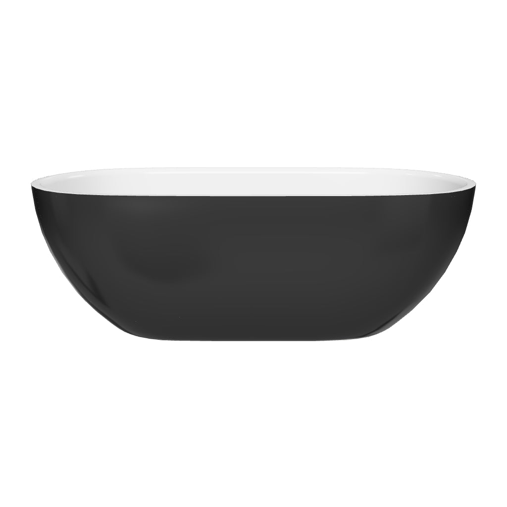 Flora 67 in. Classic Series Acrylic Freestanding Soaking Bathtub in Glossy Black Outside & Glossy White inside with Chrome-Plated Drain Cover & Pop Up-Overflow Hole