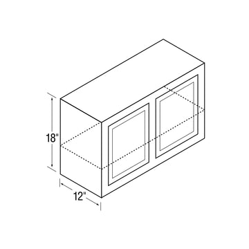 18 inch Wall Cabinets - Glenwood Shaker - 36 Inch W x 18 Inch H x 12 Inch D