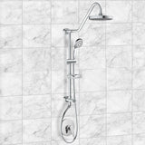 Rain Shower System W/ 8" Showerhead - 36.25"H X 8"W X 23.75"D - Brass - Adjustable Brass Slider - Surface Mounted Shower Systems