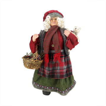 24" Country Rustic Chef Standing Mrs. Claus Christmas Figure with Basket