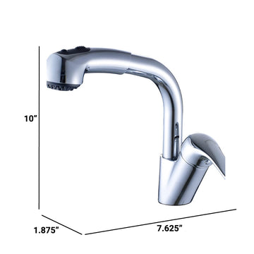 Single Hole Pull-Down Kitchen Sink Faucet Pre-Drilled Single Faucet Hole In Polished Chrome