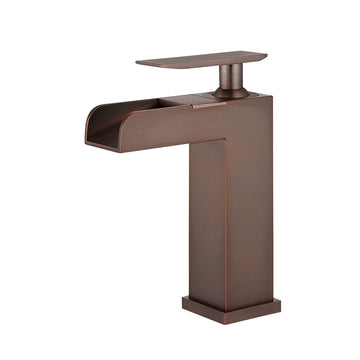 Single Hole Single Handle Bathroom Faucet With Drain Assembly-Sink Faucet With  Brown Bronze Finish