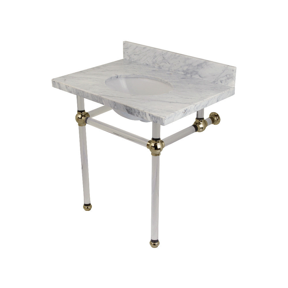 Templeton 30" X 22" Marble Vanity Top w/Acrylic Console Legs