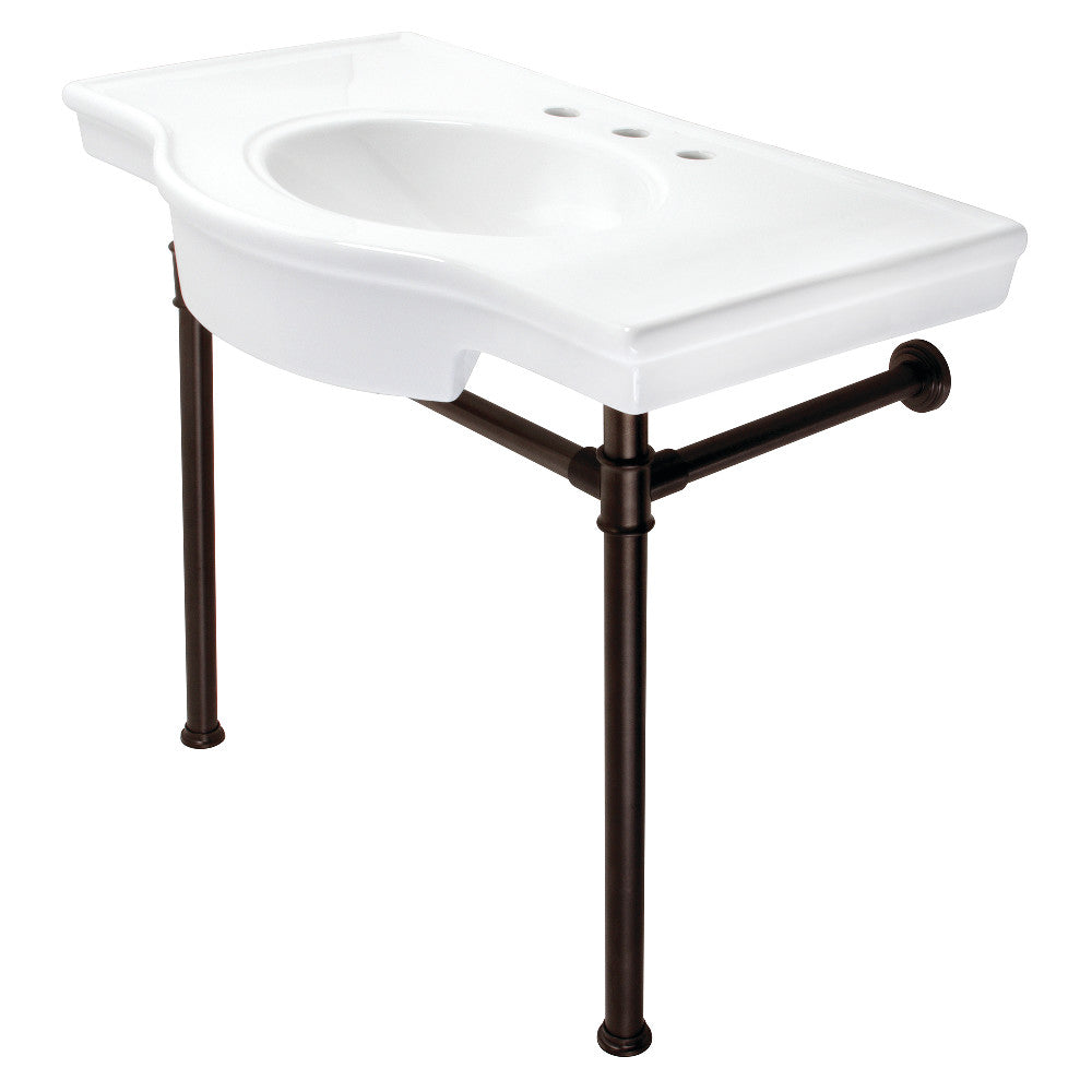 Templeton 37" x 22" Ceramic Console Sink with Stainless Steel Legs