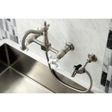 Heritage Wall Mount Bridge Kitchen Faucet W/ Brass Sprayer