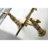 Heritage Traditional Wall Mount Bridge Kitchen Faucet with Brass Sprayer