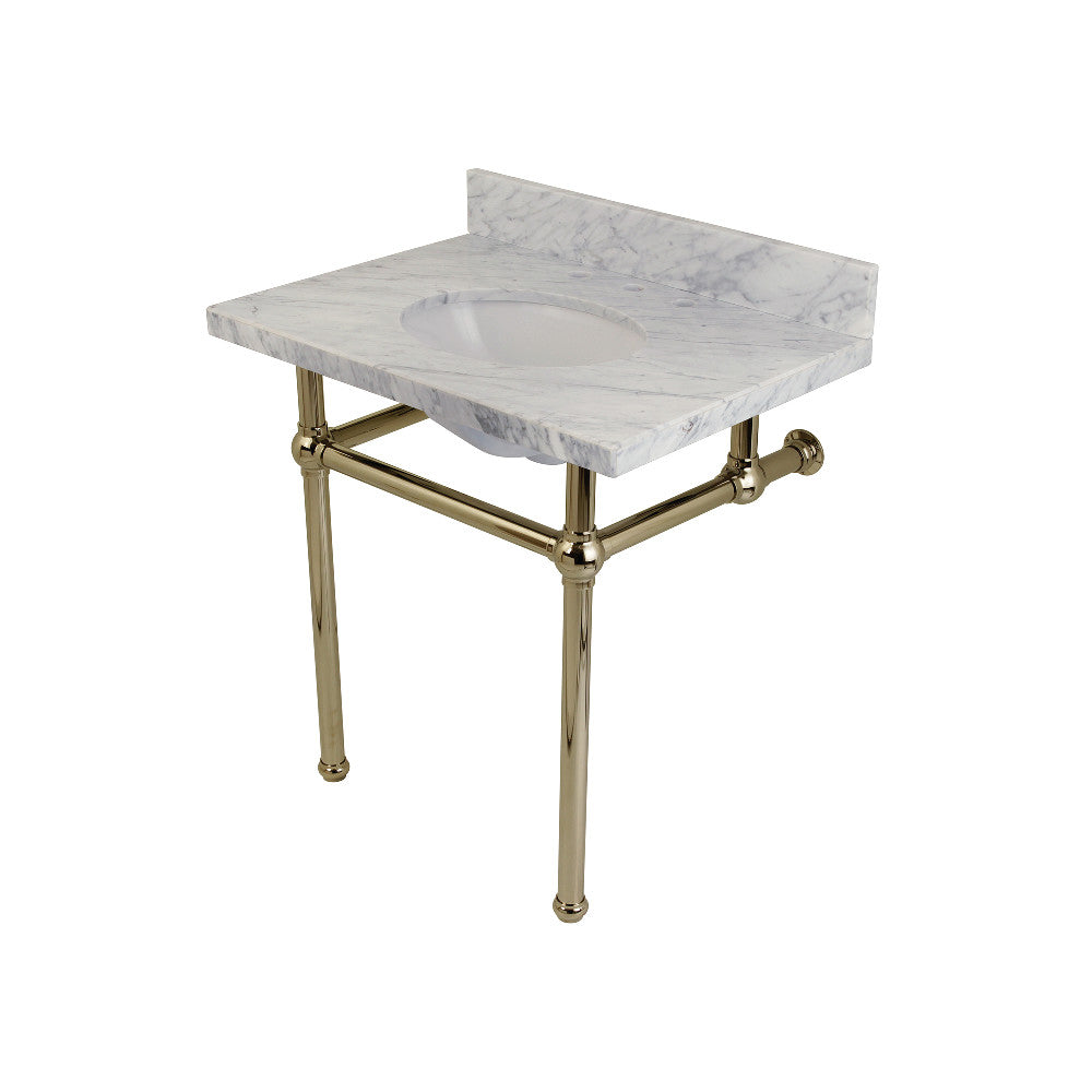 Templeton 30" X 22" Carrara Marble Vanity Top with Brass Feet Combo