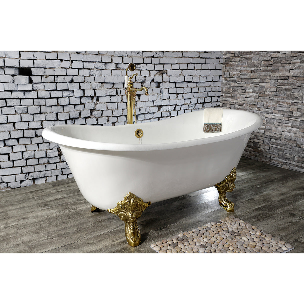 Cast Iron Double Slipper Clawfoot Tub (No Faucet Drillings)