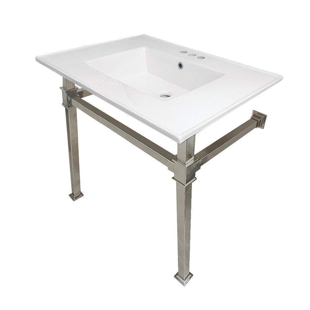 Monarch 31" x 22" Ceramic Console Sink (4" Faucet Drilling)