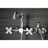 Heritage Wall Mount Bridge Kitchen Faucet W/ Brass Sprayer