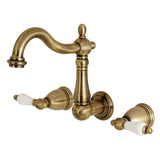 Heritage Traditional 8 Inch Center Wall Mount Bathroom Faucet