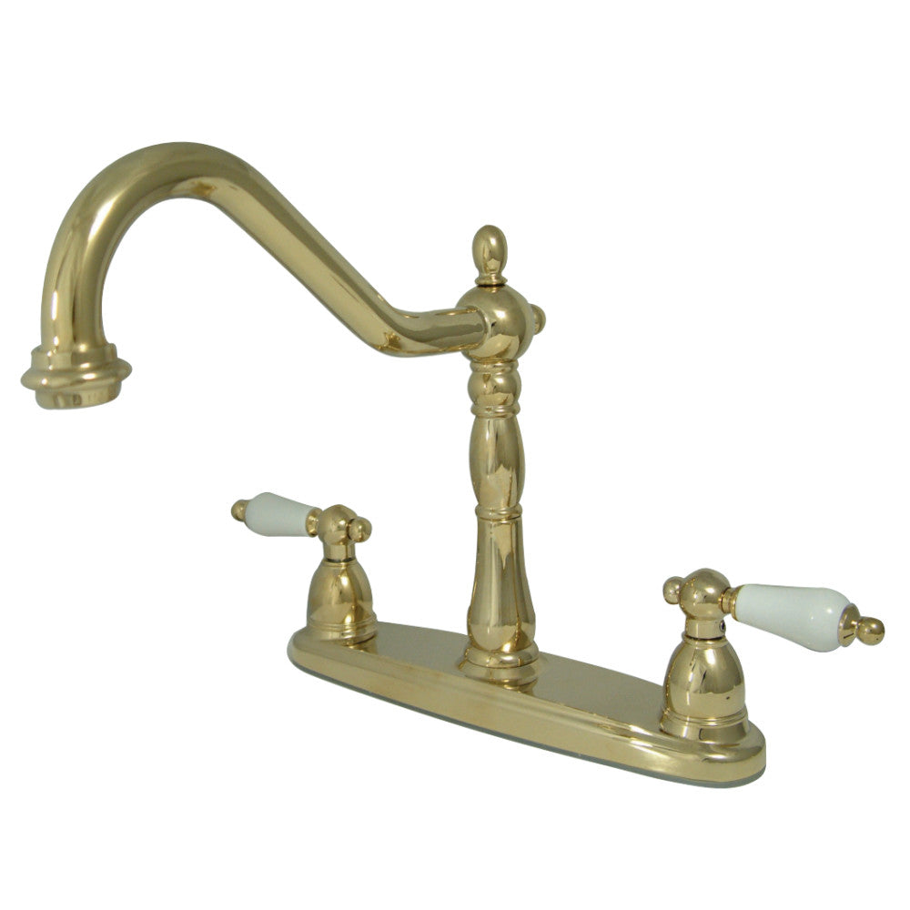 8" Centerset Kitchen Faucet, Polished Brass