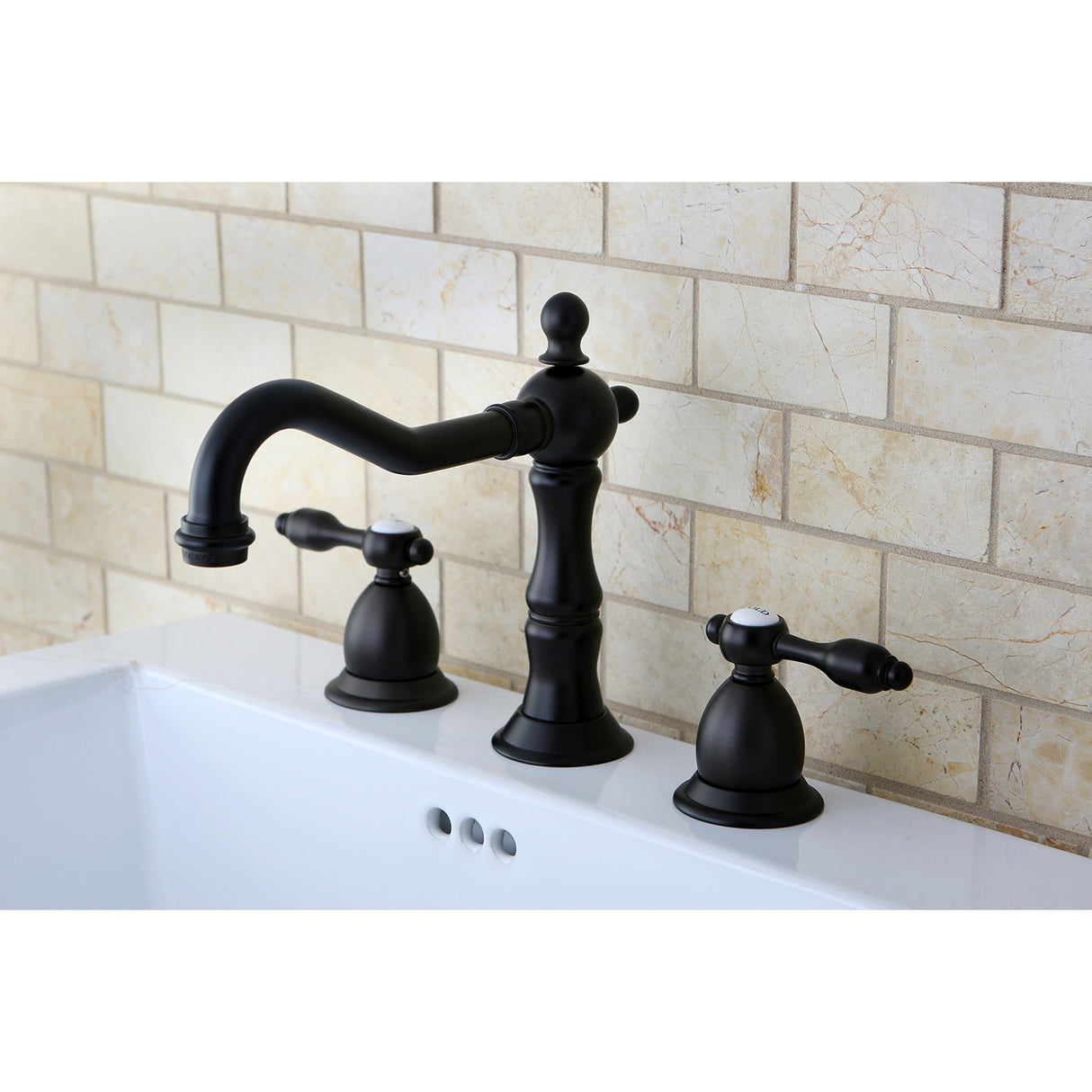 Tudor Widespread Lavatory Faucet With Brass Pop Up