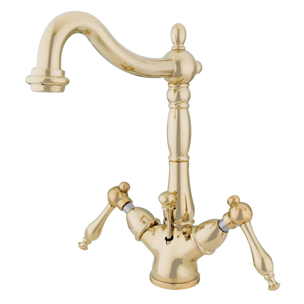 Naples Two-Handle Single Hole Deck Mount Bathroom Sink Faucet with Brass Pop-Up and Cover Plate