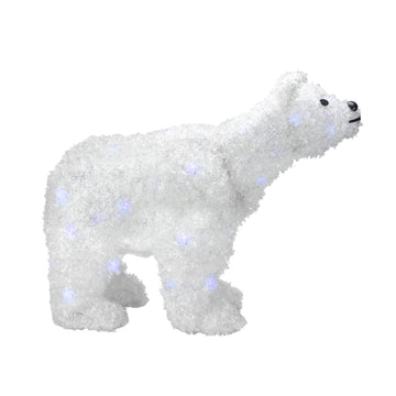 24" Battery Operated LED Lighted Tinsel Polar Bear Christmas Decoration
