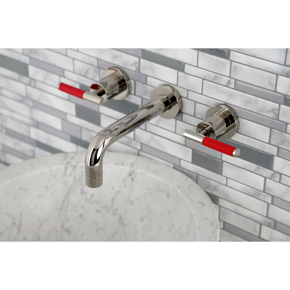 Kaiser Two Handle 3-hole Wall Mount Bathroom Sink Faucet