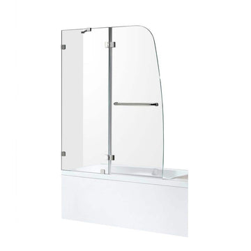 Herald Series 48 in. W x 58 in. H frameless hinged Glass bathtub door with 10mm Clear Tempered Glass in Chrome