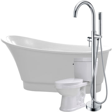 67 inch Bathtub with Kros Faucet and Talos 1.6 GPF Toilet