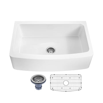 33 in. 0 - Hole Single Bowl Farmhouse Kitchen Sink with 1 Strainer