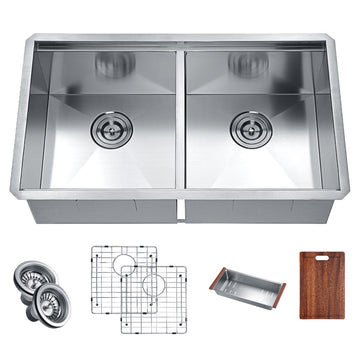 32.75 in. Double Bowl Undermount Kitchen Sink | Buidmyplace