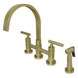 Manhattan Double Handle Kitchen Faucet with Brass Side Sprayer