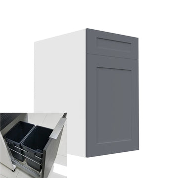RTA - Grey Shaker - Single Door Waste Basket Cabinets | 18