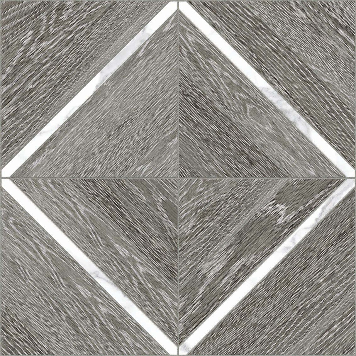 Marquetry Aspen Grey Ridge With Statuario Matte Glazed Porcelain Mosaic