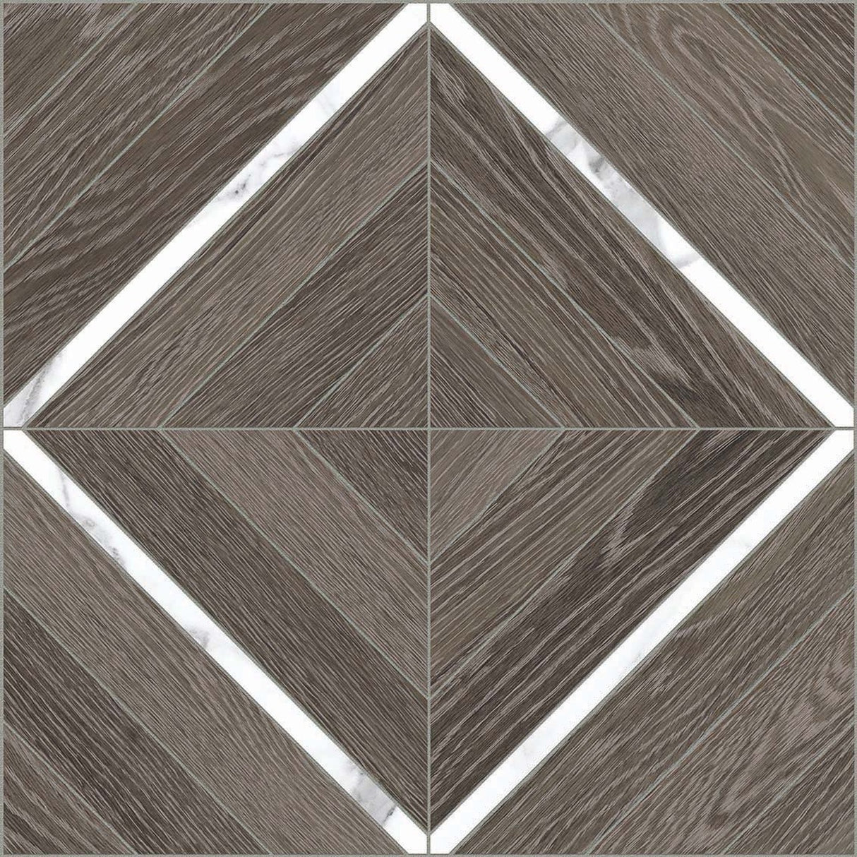 Marquetry Aspen Sequoia With Statuario Matte Glazed Porcelain Mosaic