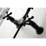 Heritage Wall Mount Bridge Kitchen Faucet with Brass Sprayer