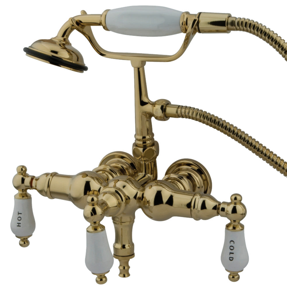 Vintage 3.4" Spread Wall Mount Tub Faucet With Hand Shower