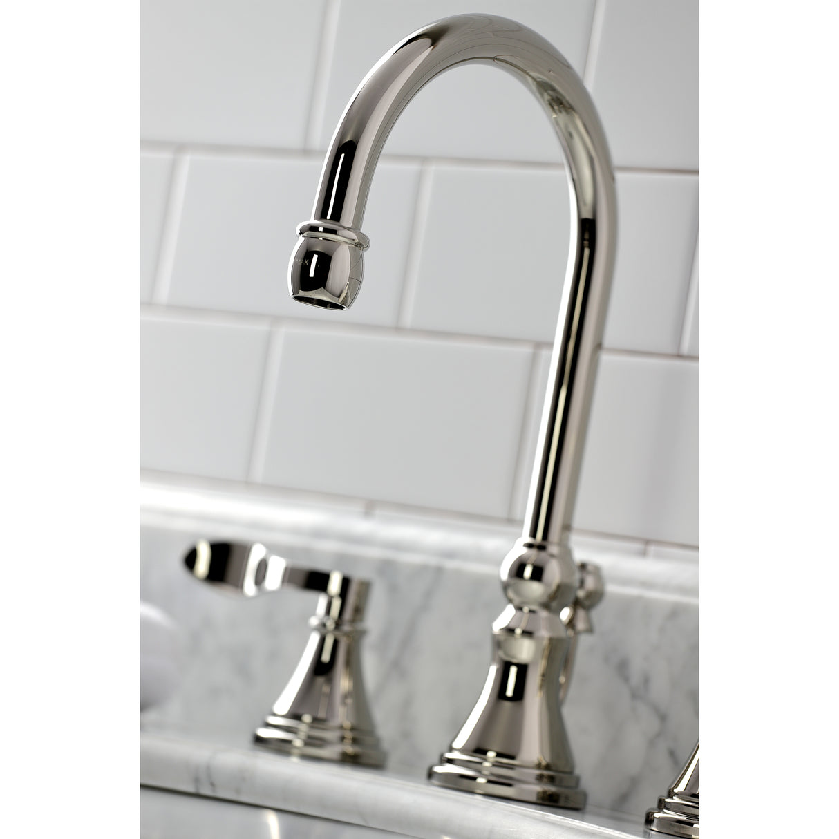 NuFrench Widespread Bathroom Faucet with Brass Pop-Up