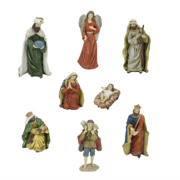 8-Piece Jewel Tone Inspirational Religious Christmas Nativity Figure Set 12.25