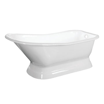 Cast Iron Single Slipper Pedestal Tub (No Faucet Drillings), White